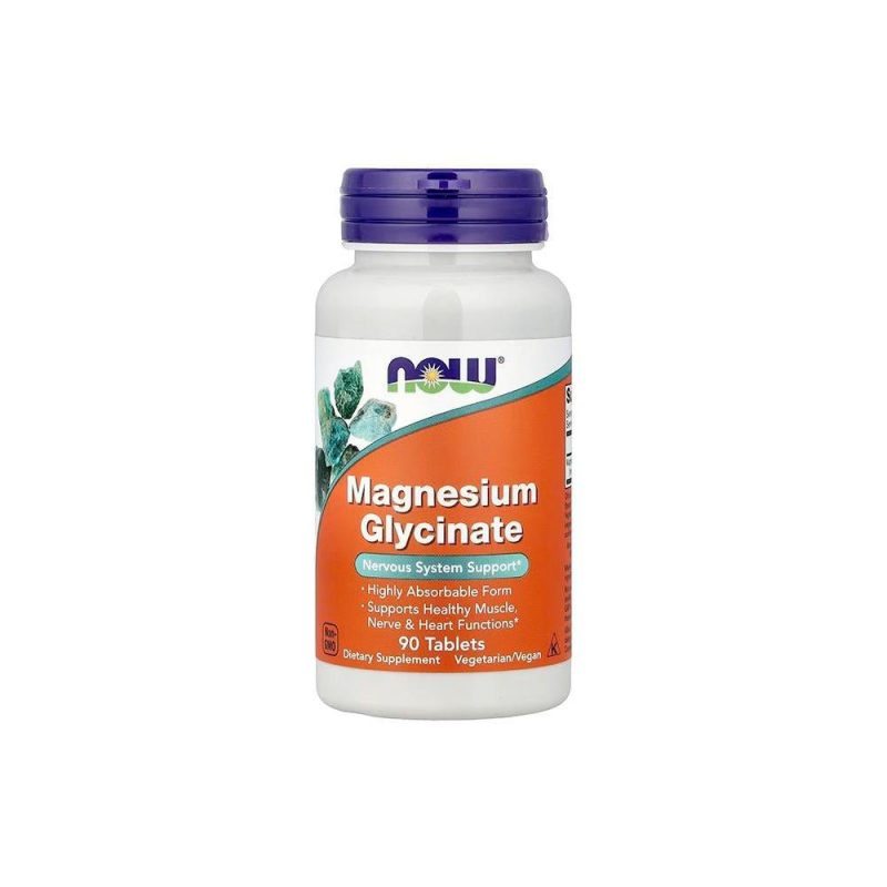 مغنيسيوم جليسينات عالي الامتصاص لدعم العضلات والنوم ناو فودز 90 قرص | Magnesium Glycinate NOW Foods 90 Tablets