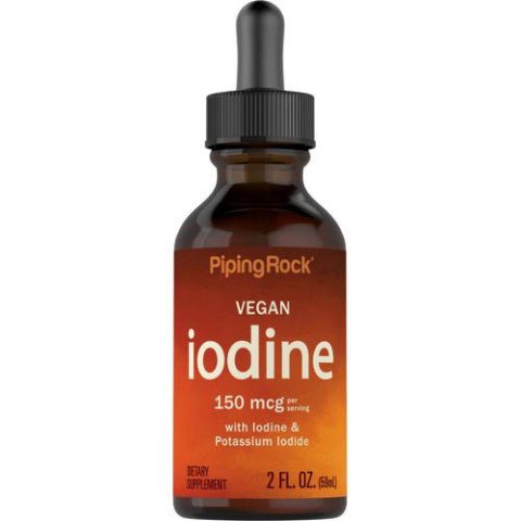 يود سائل نباتي 150 مكجم لدعم الغدة الدرقية بايبنج روك 59 مل | Liquid Iodine 150 mcg Piping Rock 59 mL